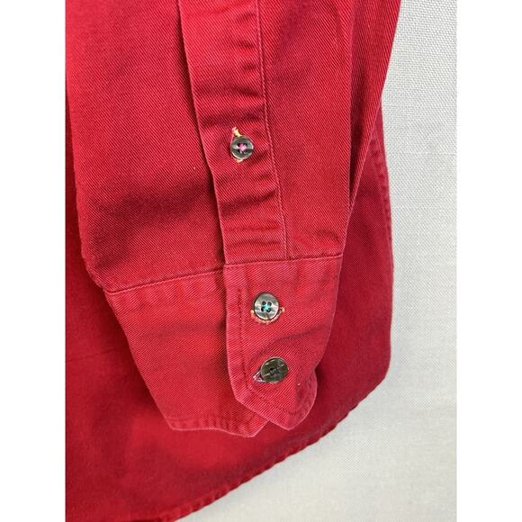 Alexander Julius Classic Button Down Shirt Men Medium Red Thomaston Twill Preppy - Picture 5 of 9
